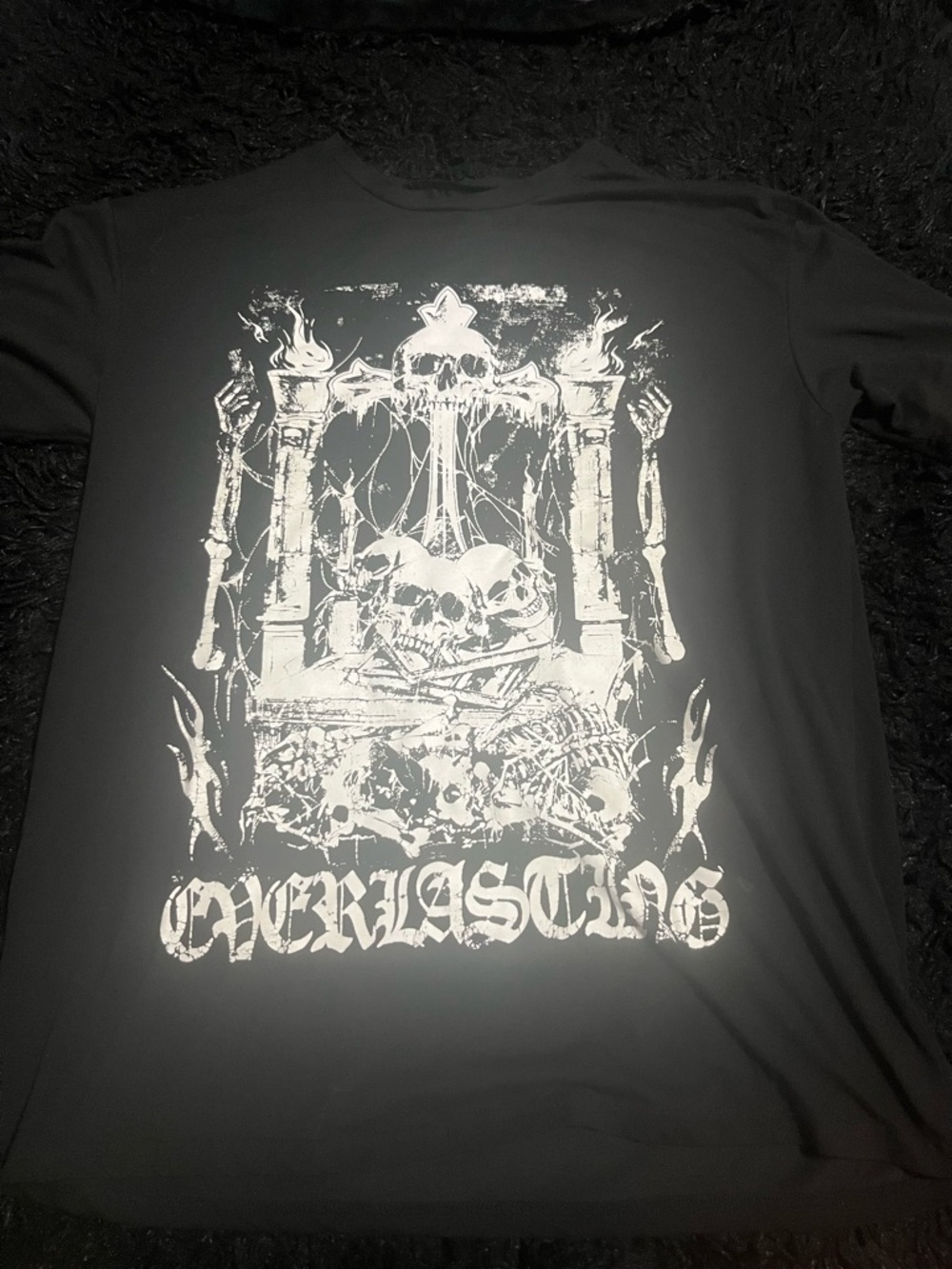 Black Tee with White Skull Graphic